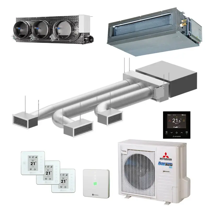 Airzone + Mitsubishi FDUM71VH – Easyzone 25 plus met 3 zones