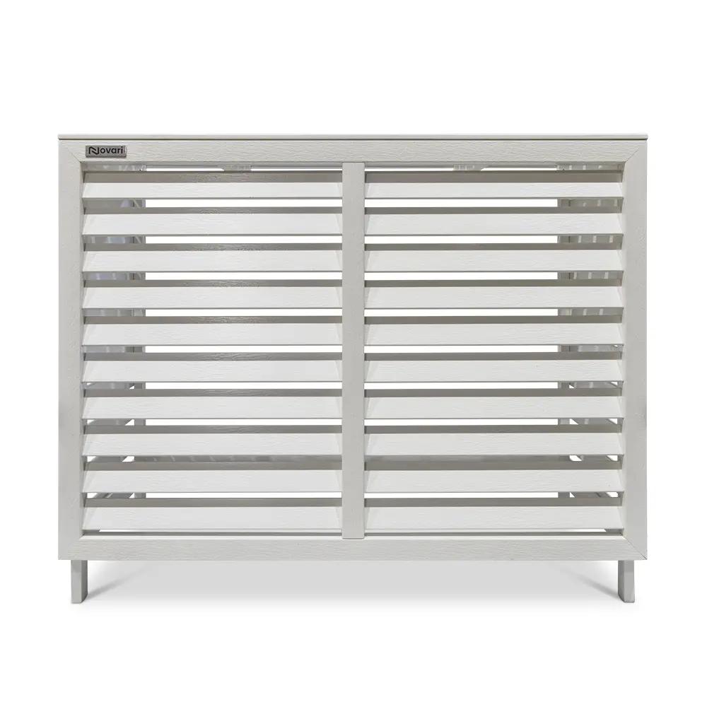 Novari Kunststof airco cover buitenunit omkasting houtlook Wit - Afbeelding 2