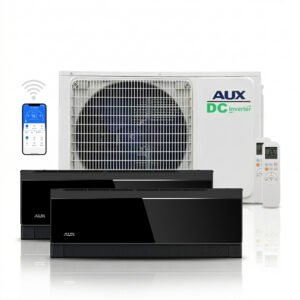 AUX multi-split unit airco 5,0 kW Zwart C-serie met 2 x 3,5 kW binnen units