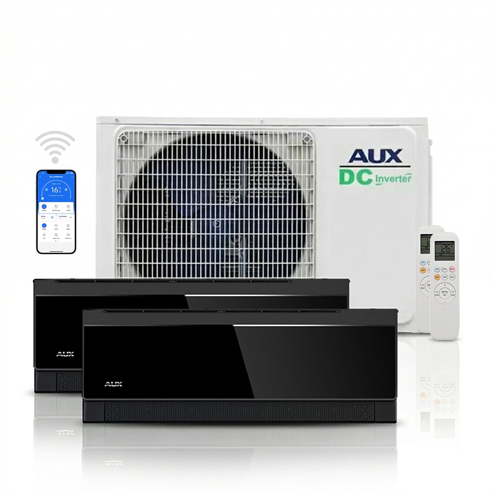 AUX multi-split unit airco 4,1 kW Zwart C-serie met 2 x 2,5 kW binnen units