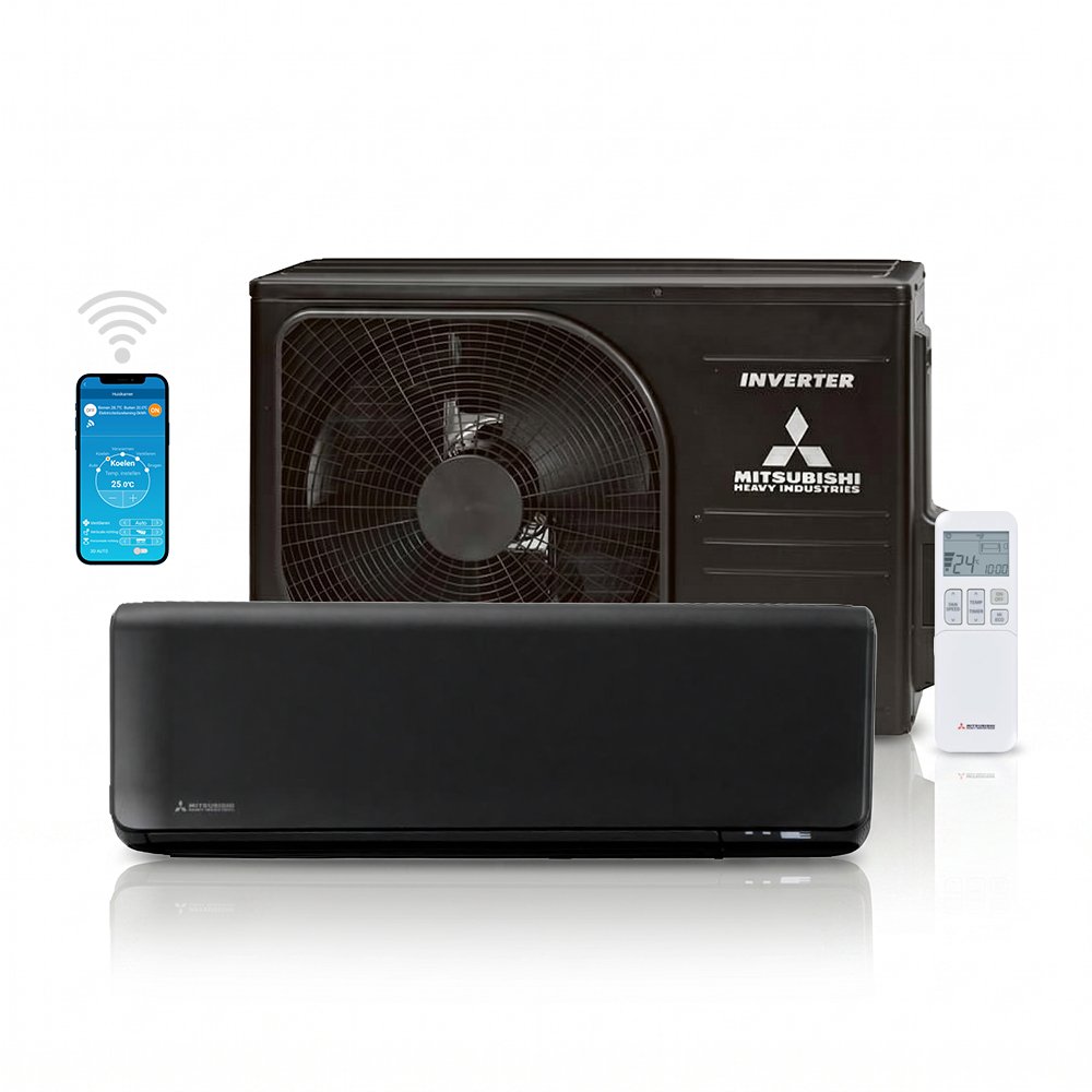 Mitsubishi SRK/SRC 25 ZT-WFB (zwart) split unit airco 2,5 kW totaal pakket incl WiFi
