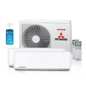 Mitsubishi SCM45 + SRK35ZS-WF + SRK20ZS-WF Multisplit 4,5 kW totaalpakket met WiFi