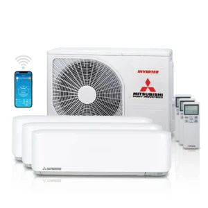Mitsubishi SCM50 + SRK35ZS-WF + SRK20ZS-WF (2x) Multisplit 5,0 kW totaalpakket met WiFi