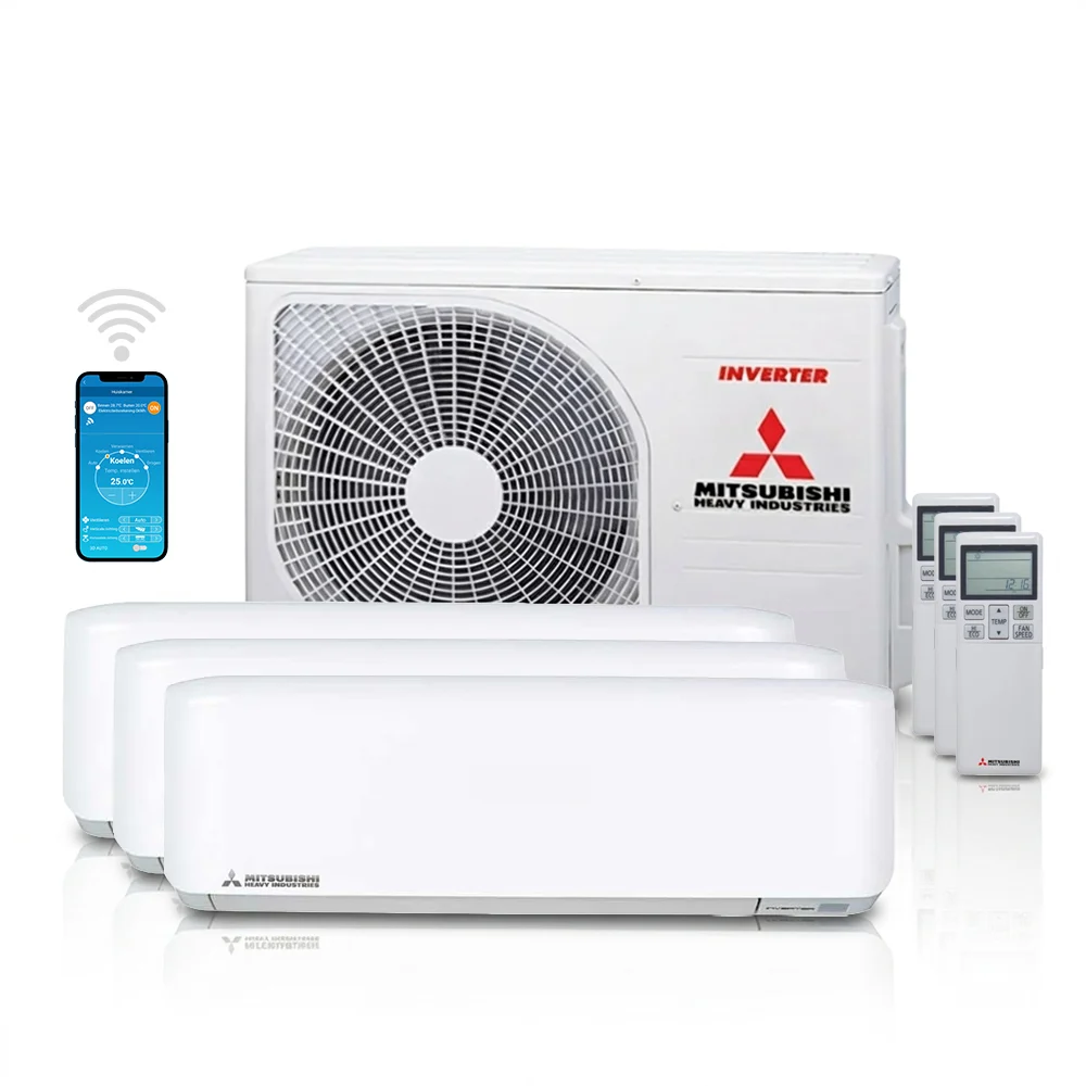 Mitsubishi SCM50 + SRK35ZS-WF + SRK20ZS-WF (2x) Multisplit 5,0 kW totaalpakket met WiFi