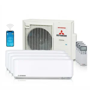 Mitsubishi SCM80 + SRK35ZS-WF + SRK25ZS-WF (3x) Multisplit 8,0 kW totaalpakket met WiFi